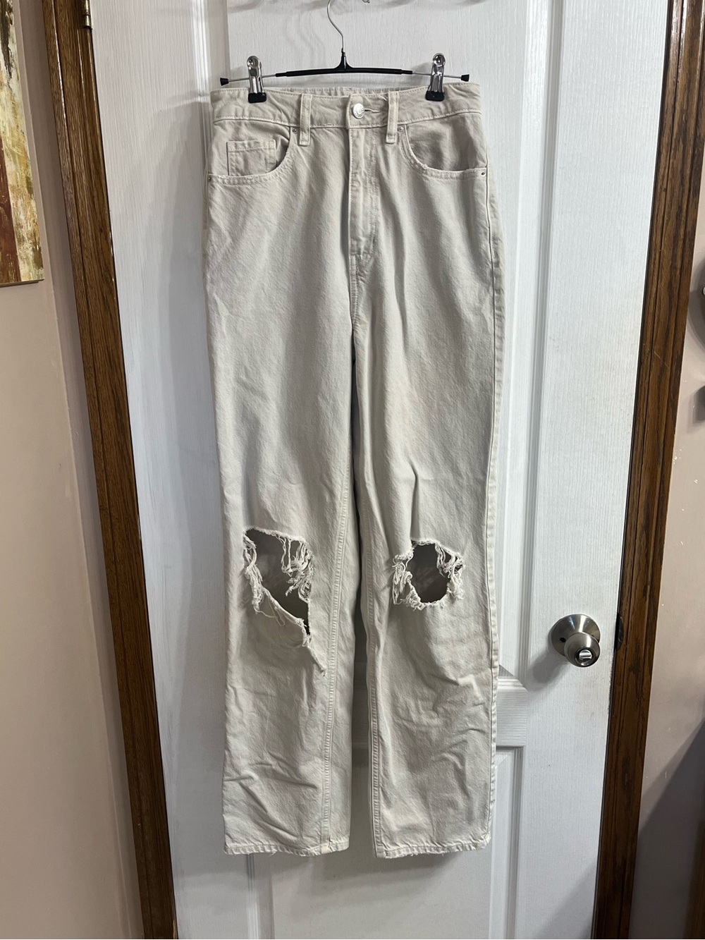 PACSUN 90s Boyfriend Distressed Cream Jeans Size 26 High Rise